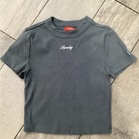 Superdry Tops - Superdry Gray Tee with Red Labels size 8